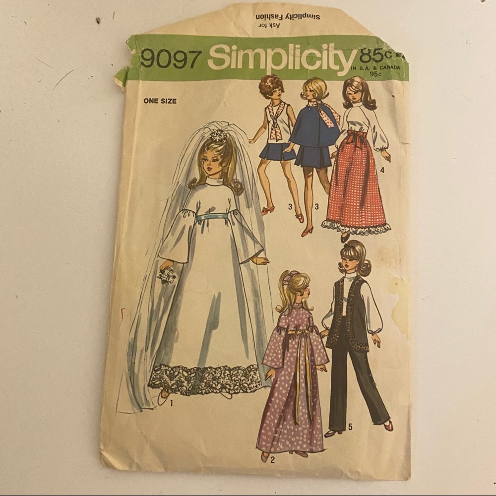 SIMPLICITY Barbie Wedding Dress Vintage Pattern 9097